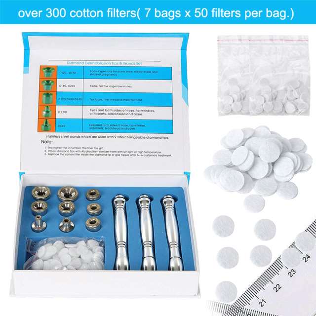 Professional Diamond Dermabrasion Microdermabrasion Machine Facial Skin Care Device Equipment (Suction Power: 0-68cmHg) w/ 350 Pcs Cotton filters