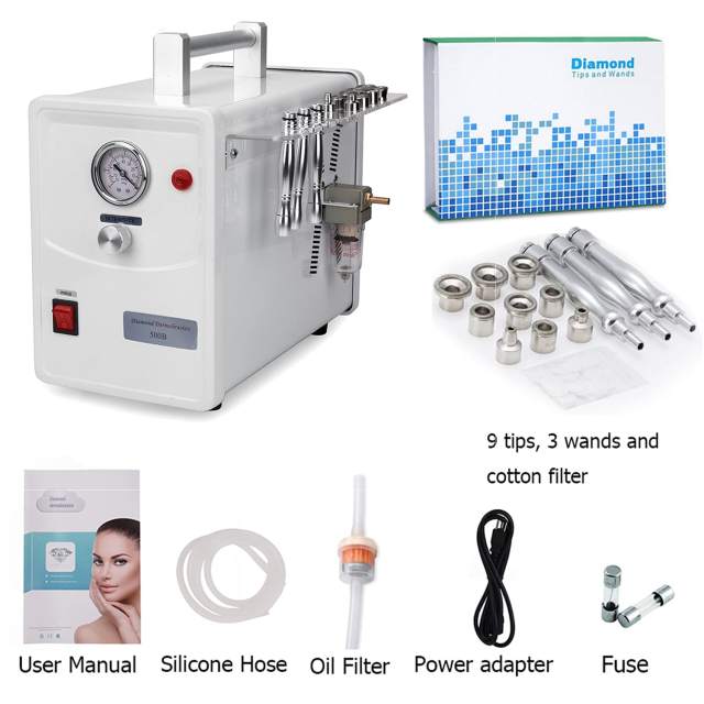 Professional Diamond Dermabrasion Microdermabrasion Machine Facial Skin Care Device Equipment (Suction Power: 0-68cmHg) w/ 350 Pcs Cotton filters