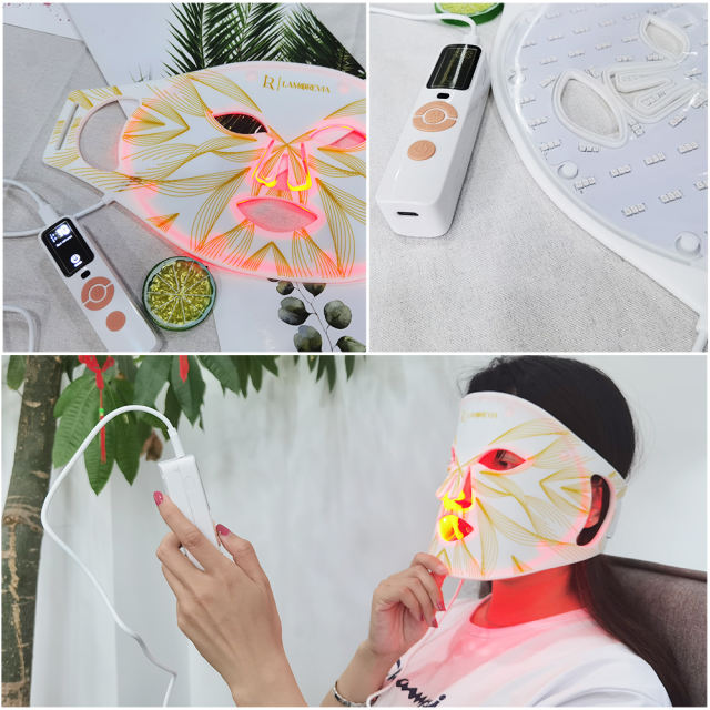 LAMOREVIA 4 Colors Flexible Silicone Soft Infrared Light LED Light Therapy Facial Red Light Photon Mask