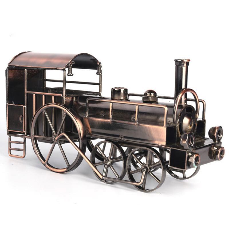 Wrought iron retro classic die-cast metal steam train model display ornaments