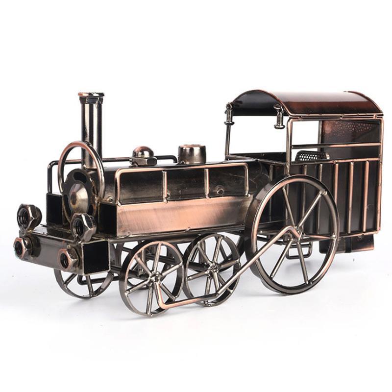 Wrought iron retro classic die-cast metal steam train model display ornaments