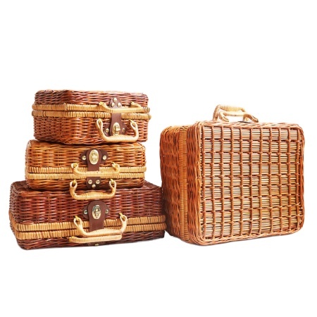 Korean Style Women Cosmetic Bag Natural Handmade Rattan Handbag