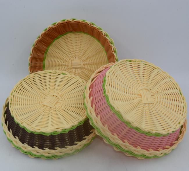 cheap colorful handwoven plastic rattan dry fruit basket&candy basket wholesale