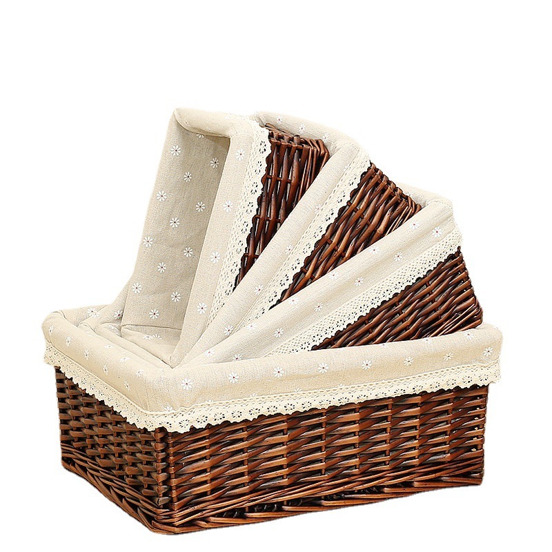 Factory wholesale Rattan Basket Wicker Storage Baskets Rectangular Woven stuff household storage Baskets home