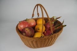 Hot Selling Plastic Rattan Weaving Bread Fruit Vegetable Egg Picnic Storage Handle Basket