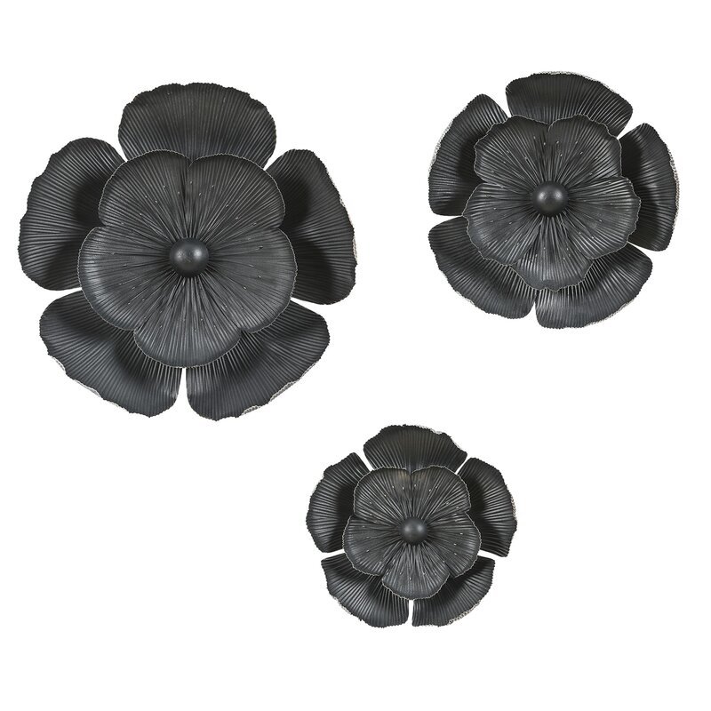 Metal Wall Decor Flower Design Black Powder coated Hand Crafted For Home Decoration Modern Design Adornment For Wall