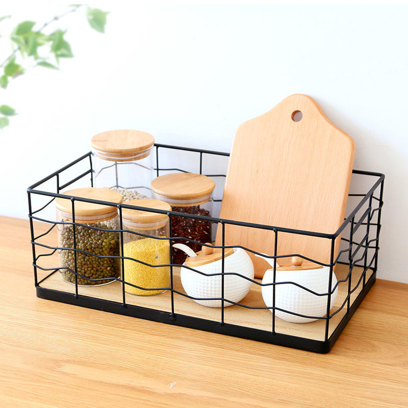 Metal Basket Black Wire Basket Pantry Storage Bin with Handles for Kitchen/Closets/Bedrooms/Bathrooms/Laundry/Offices