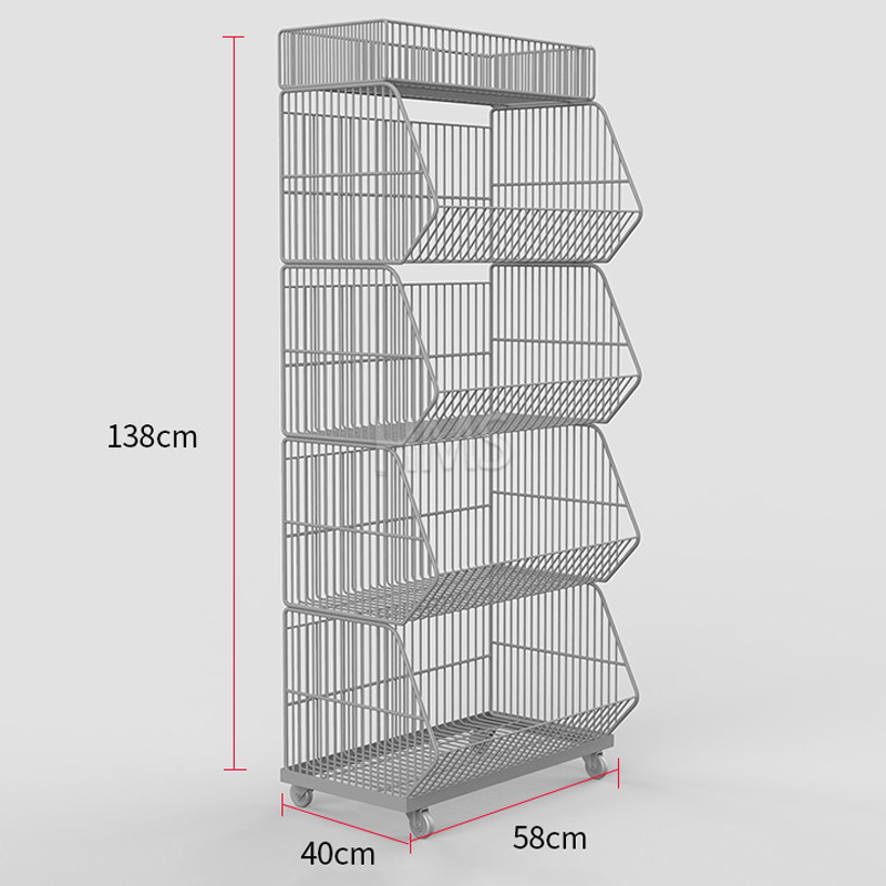 Factory Direct Sale Cheap Metal Wire Basket Display Rack Potato Chip Rack Snacks Display Stand For Market