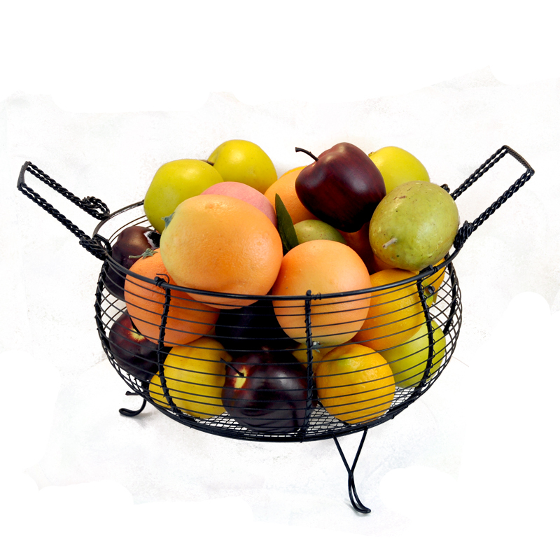 Metal Wire Fruit Basket 3 Legs Round Storage Baskets For Bread Fruit Snacks Candy Households Items Fashion Decorative Fruit Bowl