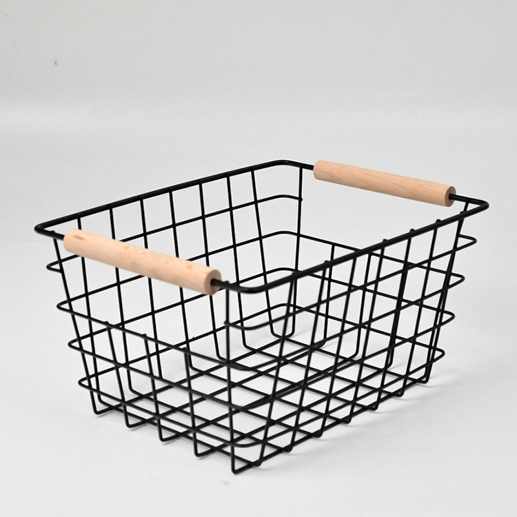 Most popular small decorative black iron wire metal storage basket for home