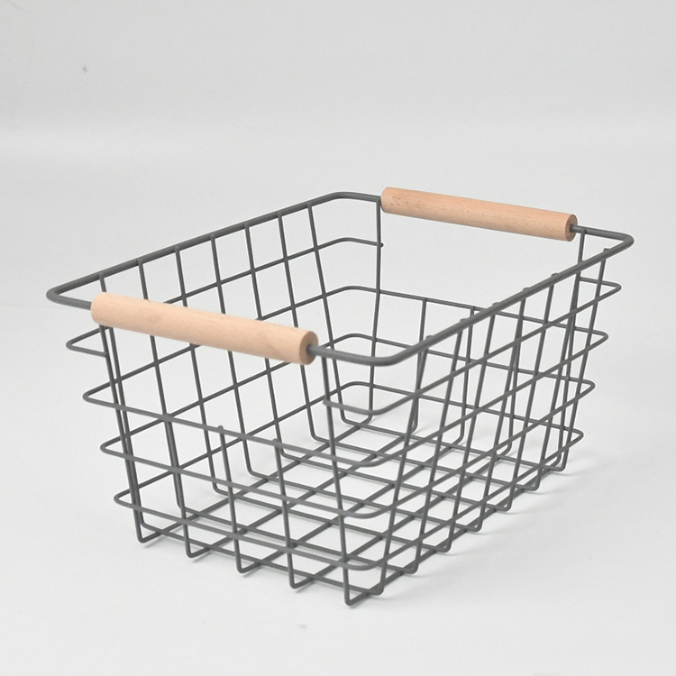 Most popular small decorative black iron wire metal storage basket for home