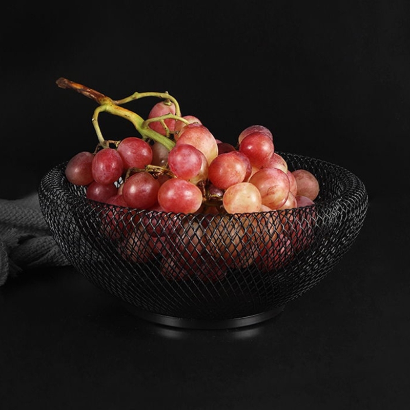 Wholesale wire baskets Designer Custom Round Iron Metal Wire Mesh Fruit Storage Basket Bowl