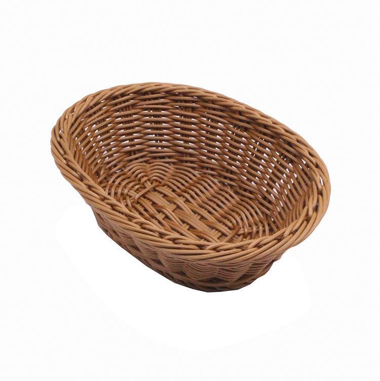 Wholesale Vegetable Fruit Picnic Bakery Woven PP Wicker Bread Kitchen Plastic Rattan Basket For Home