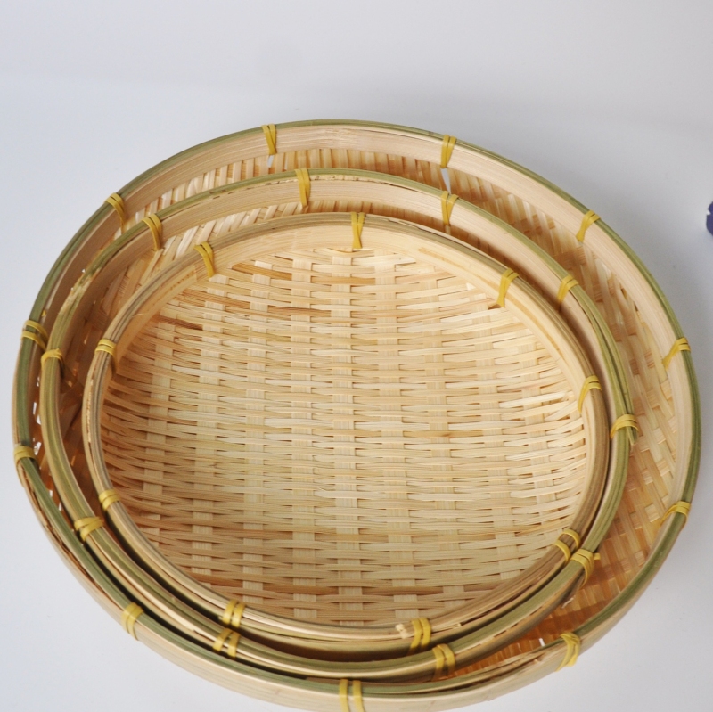 Wholesale Large Cane Wood Handmade Round Woven Bamboo Small Rattan Basket new product craft rattan basket with handles