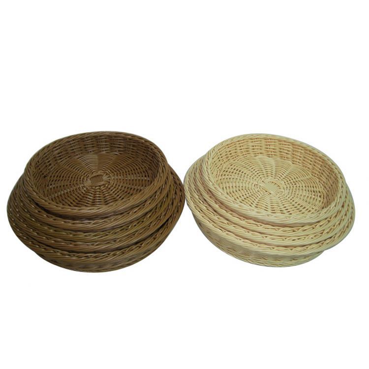 Wholesale Vegetable Fruit Picnic Bakery Woven PP Wicker Bread Kitchen Plastic Rattan Basket For Home