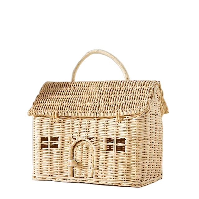 Children toys rattan bags for kids wicker braided eco friendly house bag OEM accepted negotiable MOQ