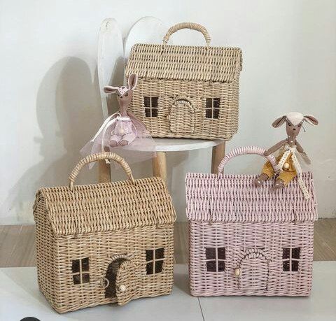 Children toys rattan bags for kids wicker braided eco friendly house bag OEM accepted negotiable MOQ