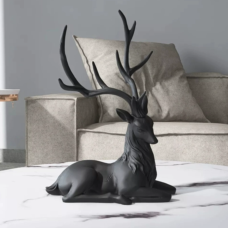 Matt Black Luxury Home Decorative Custom Size Metal Deer Abstract Art Statue Floor Standing & Tables Deer Sculpture