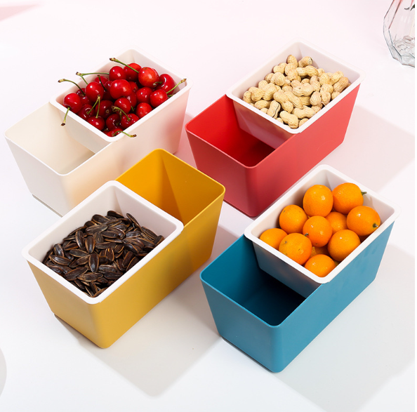Household Snack Storage Box Double-layer Drain Basket Melon Seed Peel Storage Box Nut Candy Box Easy Clean