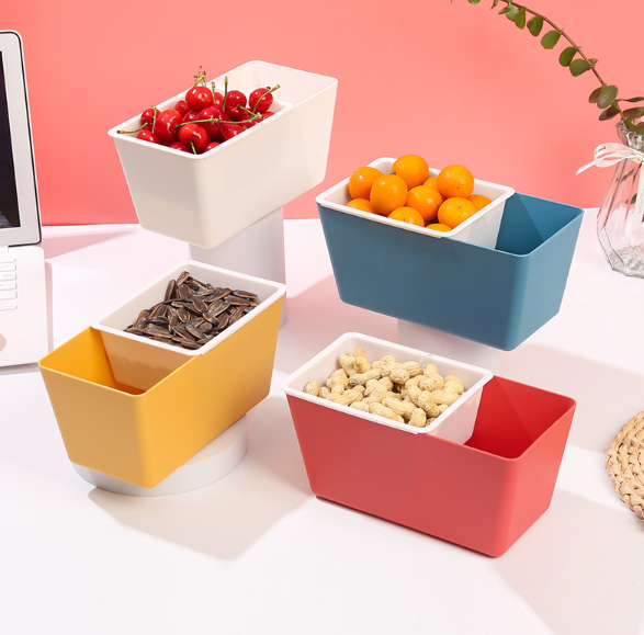 Household Snack Storage Box Double-layer Drain Basket Melon Seed Peel Storage Box Nut Candy Box Easy Clean