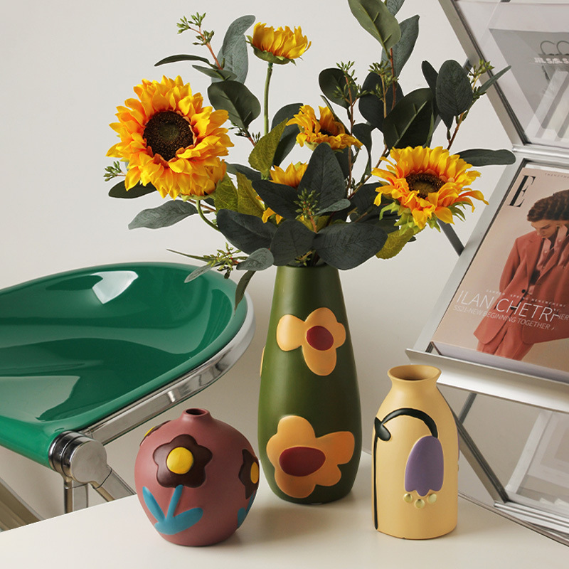 Nordic Morandi painted ceramic vase living room floral arrangement Creative home accessories
