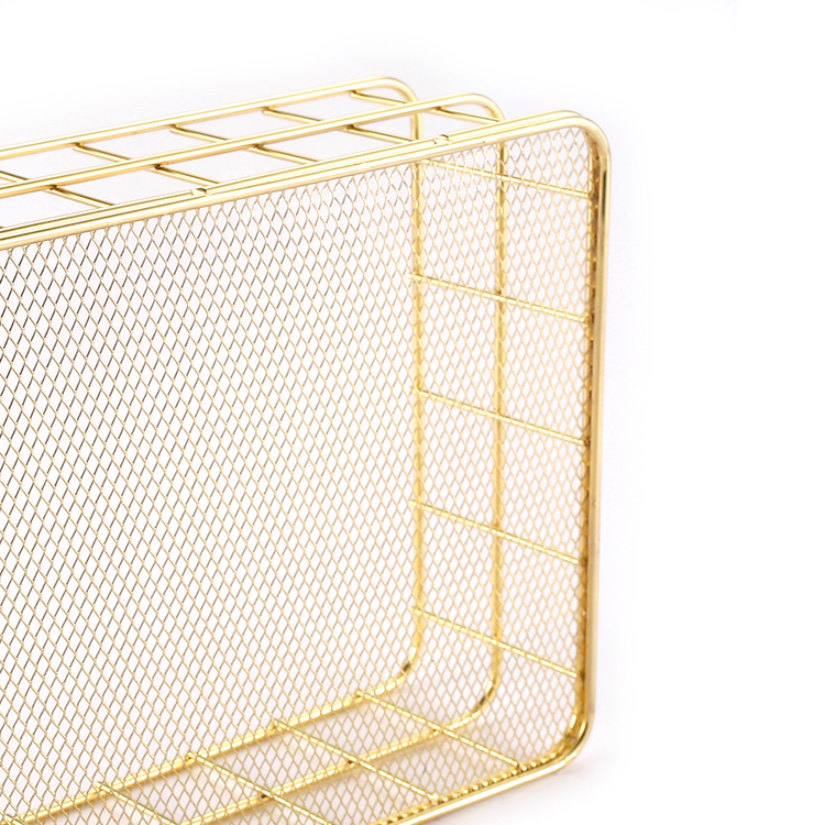 Golden Metal Wire Durable Wall Mounted Storage Basket For Store All Kinds Of Daily