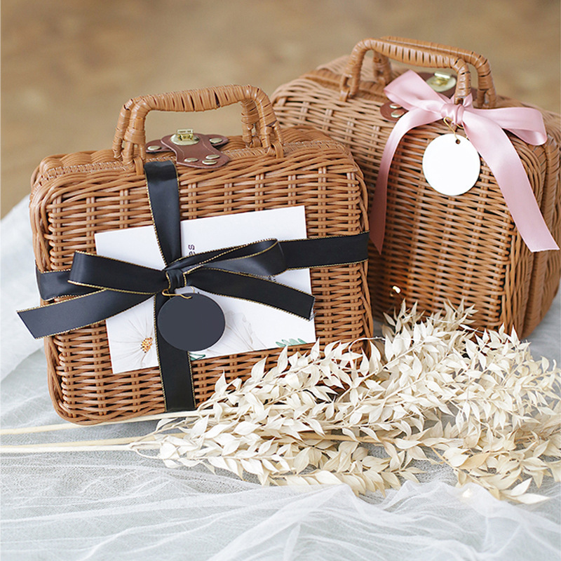 Creative Rattan Bamboo Gift Box Wedding Bridesmaid Souvenir Gifts case Wedding Supplies Birthday Holiday Gift Box Wholesale