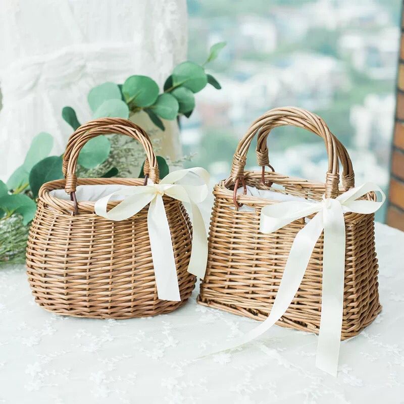 Summer Basket Bags Women Handbags Lady Handmade Shopping Rattan Bag