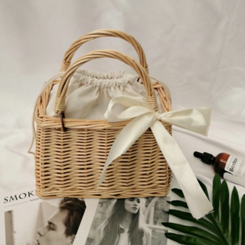 Summer Basket Bags Women Handbags Lady Handmade Shopping Rattan Bag