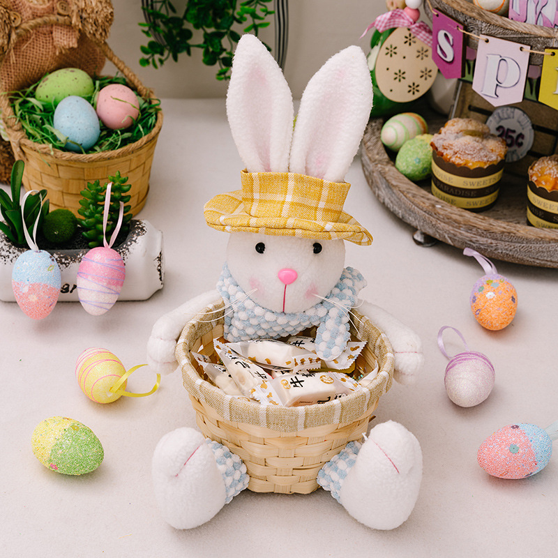Hot sale Wholesale Eeaster Cute rabbit Dolls Storage Basket Festival Home Desktop Decorations Holiday Easter Gifts