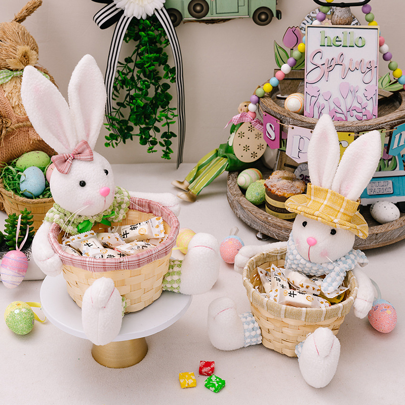 Hot sale Wholesale Eeaster Cute rabbit Dolls Storage Basket Festival Home Desktop Decorations Holiday Easter Gifts