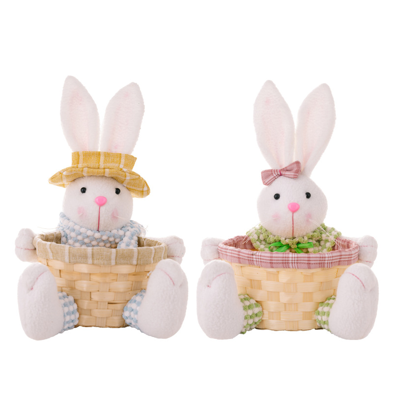 Hot sale Wholesale Eeaster Cute rabbit Dolls Storage Basket Festival Home Desktop Decorations Holiday Easter Gifts