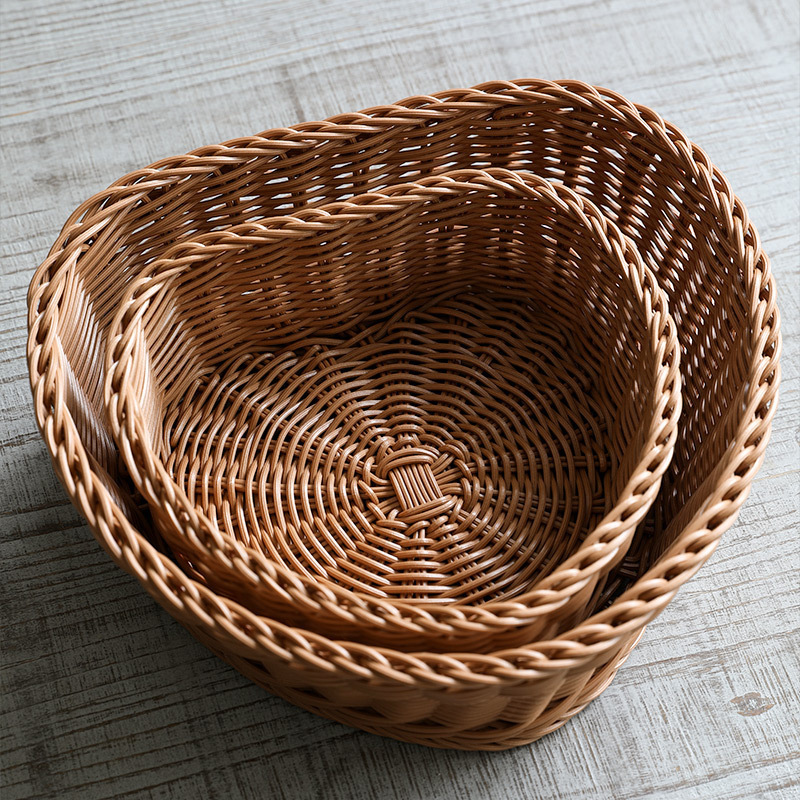 Cheap Rattan Basket Gift Empty Heart Woven Picnic Easter Candy Baskets Storage Wine Egg Wedding