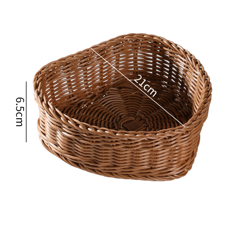 Cheap Rattan Basket Gift Empty Heart Woven Picnic Easter Candy Baskets Storage Wine Egg Wedding