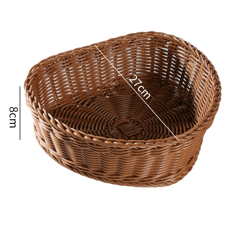 Cheap Rattan Basket Gift Empty Heart Woven Picnic Easter Candy Baskets Storage Wine Egg Wedding