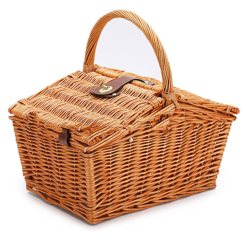 Wicker Picnic Basket Hamper Carry-on CARRY HANDLE Storage Baskets