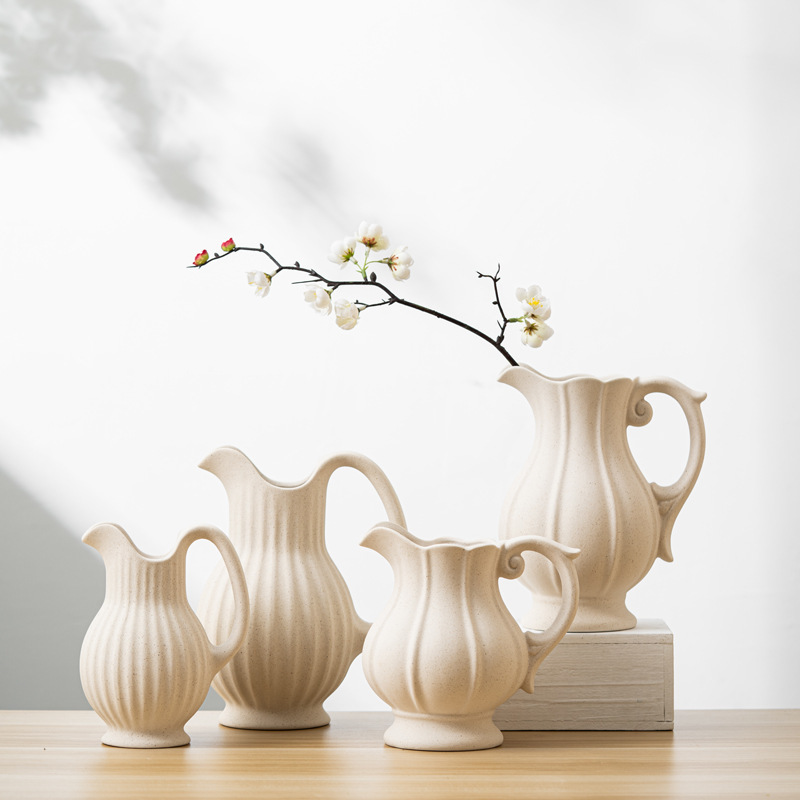 Nordic Minimalism Style Decor White Ceramic Vase set for Modern Home Decor Dried Flower Vase