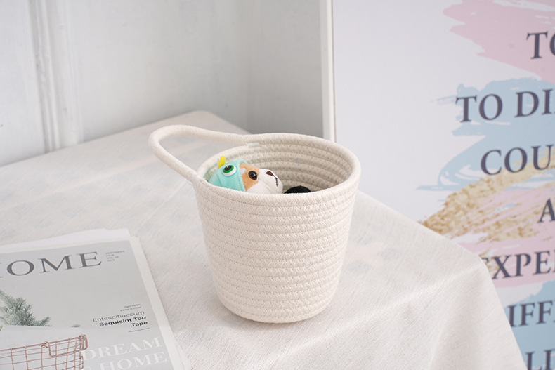 Cheap Wholesale Cotton Rope Oval Shape Woven Basket with Leather Clothing Wood TIME Storage Packing Pcs Color Design Plant Eco