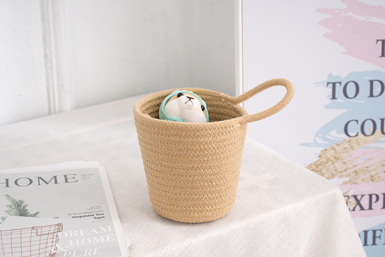 Cheap Wholesale Cotton Rope Oval Shape Woven Basket with Leather Clothing Wood TIME Storage Packing Pcs Color Design Plant Eco