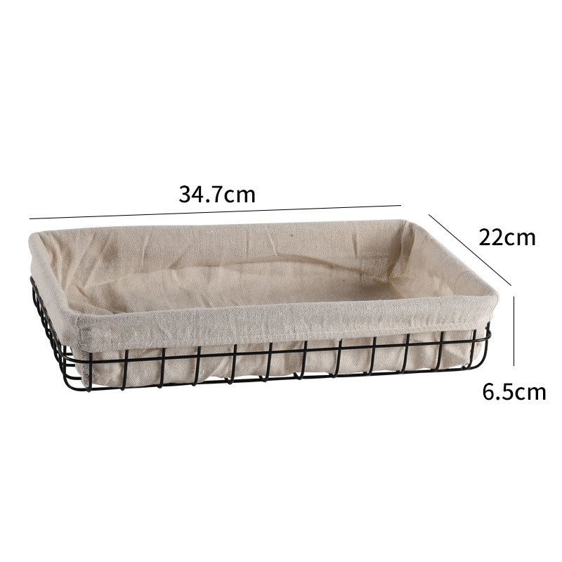 High Quality Home Mesh Storage Black Metal Clothes storage Fruit Basket with Lining