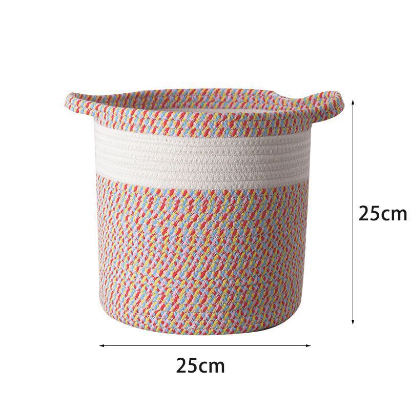 Cute Cotton Rope Basket to Store and Organize With Handle Household Items for Living Room
