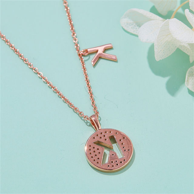Letter A-Z Initial Moissanite Necklace For Women Girls Sterling Silver Letters "K" 26 Alphabet Pendant Charm Rose Gold Chain Fine Jewelry Anniversary Gifts Length 45cm With Jewelry Box Packed