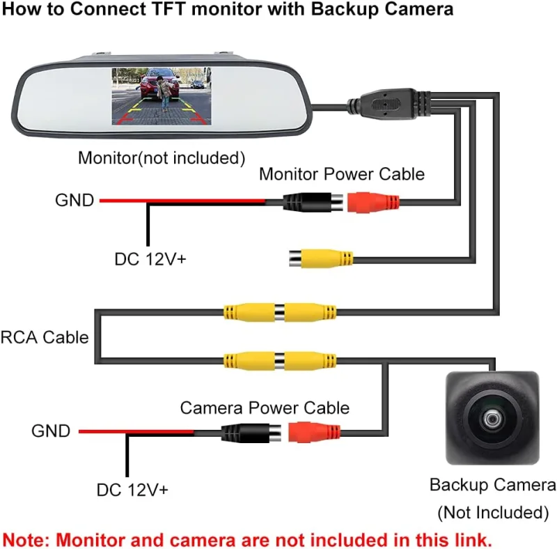 Double-Shielded Car RCA Rear View Camera Video Extension Cord(32.8FT / 10M), GreenYi Pure Copper Back Up Rearview Reverse Cam Male to Male AV Connector Adapter Wire