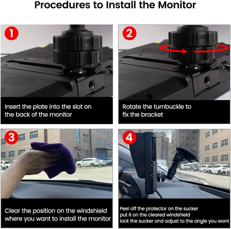 Vehicle Windshield Suction Cup Bracket for 7Inch 9 Inch Display Monitor, GreenYi Super Powerful Mount Holder for Most Sizes of Monitors in Backup Monitoring System