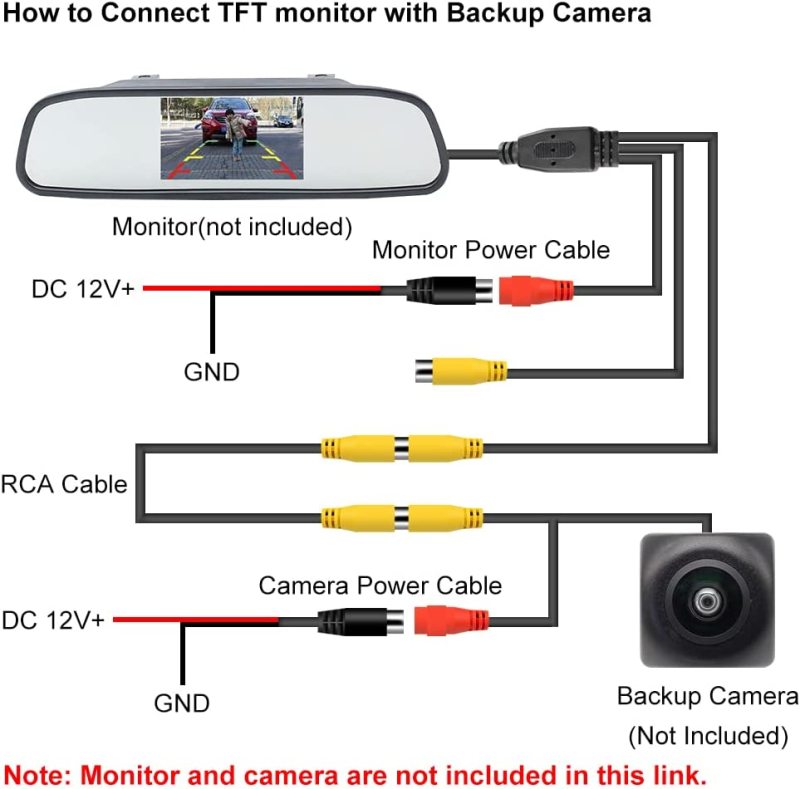 Upgraded Double-Shielded RCA Video Cable for Monitor and Backup Rear View Camera Connection (19.69FT / 6M), GreenYi AV Extension Cable with Yellow RCA Video Female to Female Coupler and Power Cable