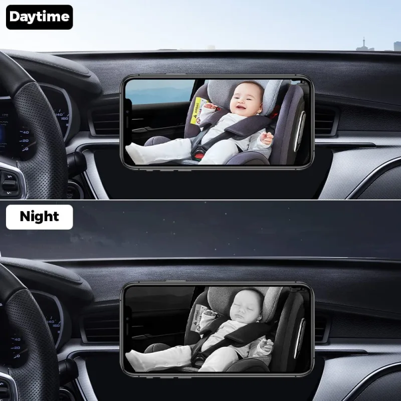 WiFi Car Baby Camera, View Infant in Rear Facing Backseat, GreenYi 5G Wireless HD 720P Camera for iPhone iPad Android Mobile Phone Tablet Support Dual Band WiFi(2.4Ghz and 5Ghz) with IR Night Vision