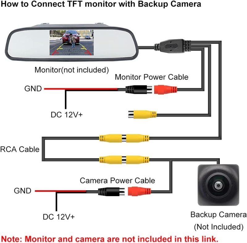 Long Double Shielded RCA Video and Audio Extension Cable for RV Pickup Trailer Truck CCTV Surveillance Front Backup Rear View Reverse Cameras(20M / 65.6FT), GreenYi-103