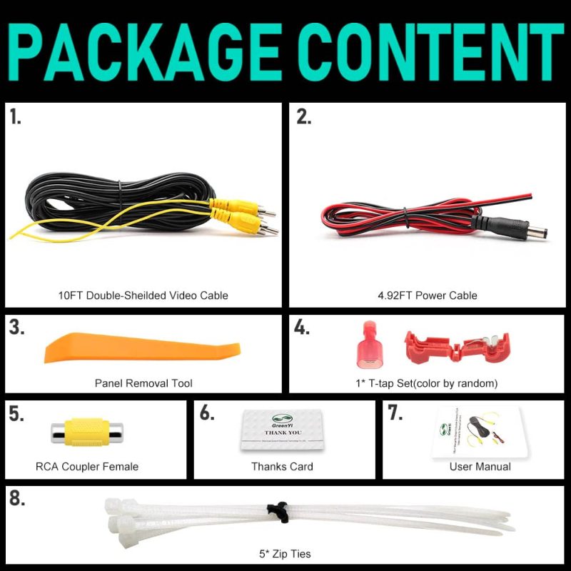 Upgraded Double-Shielded RCA Video Cable for Monitor and Backup Rear View Camera Connection (9.84FT / 3M), GreenYi AV Extension Cable with Yellow RCA Video Female to Female Coupler and Power Cable