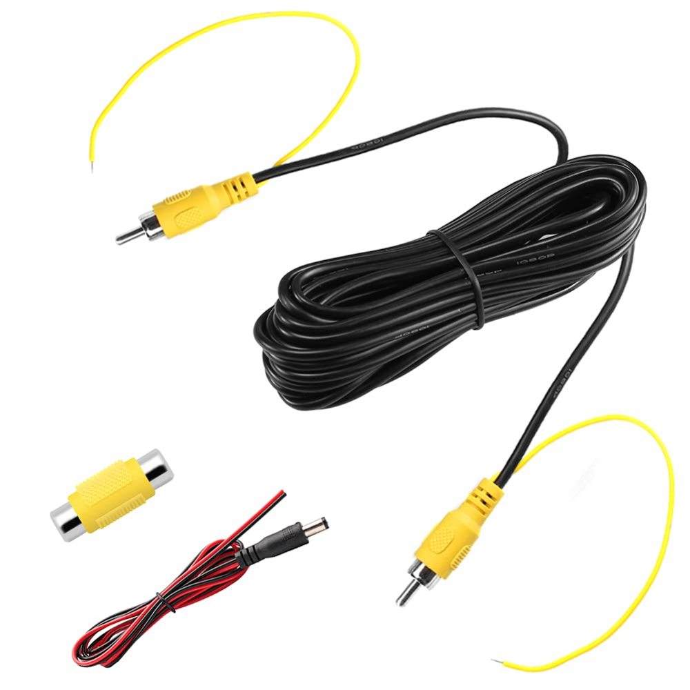 Upgraded Double-Shielded RCA Video Cable for Monitor and Backup Rear View Camera Connection (9.84FT / 3M), GreenYi AV Extension Cable with Yellow RCA Video Female to Female Coupler and Power Cable