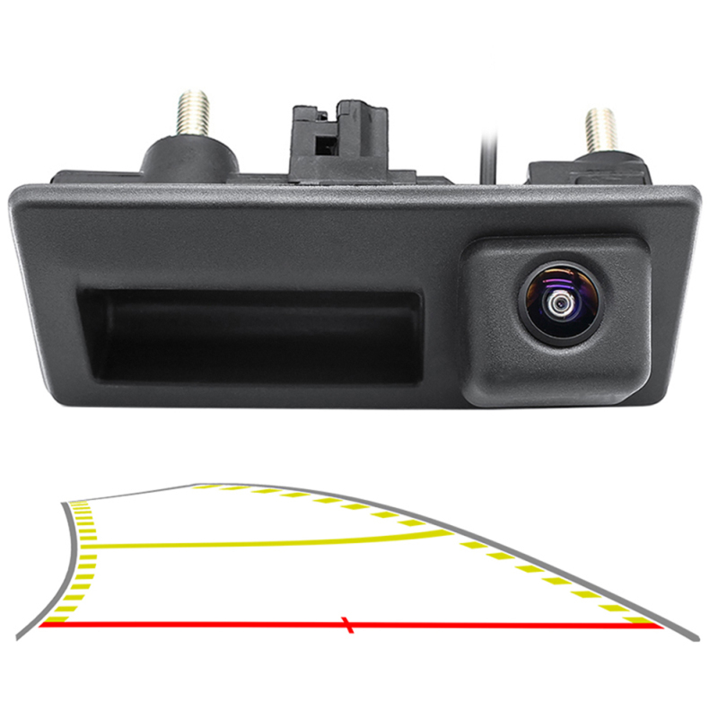 Vehicle Backup Camera with Dynamic Intelligent Trajectory Moving Guide Line for Audi A4L A5 A3 Q3 Q5 RS6 for VW Passat Tiguan Jetta Sharan Touareg Lavida Skoda, Car Rear View Trunk Handle Camera